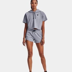 BRAND NEW women under armour dwayne johnson project rock gray shorts size S